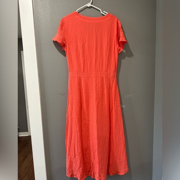 Loft Orange Belted Pocket Midi Dress size 10 - Picture 3 of 6